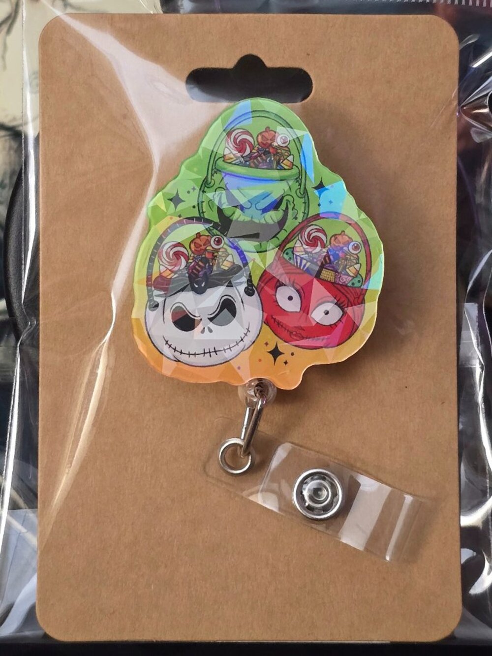 Nightmare Before Christmas Style Boo Bucket Novelty Acrylic Badge Reel